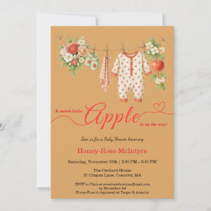 Invitación Dulce pequeño bebé manzana   Otoño rústico bebé 