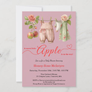 Invitación Dulce pequeño bebé manzana Otoño rústico bebé