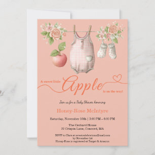 Invitación Dulce pequeño bebé manzana Otoño rústico bebé