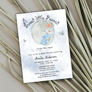 Invitación Dulce pequeño cacahuete lindo elefante bebé niño d