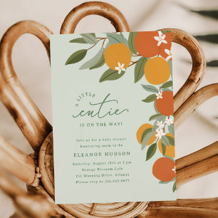 Invitación Dulce Pequeño Cumpleaños de Naranja Citricos Baby 