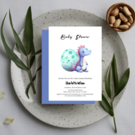 Invitación Dulce pequeño dinosaurio con su huevo Baby Shower