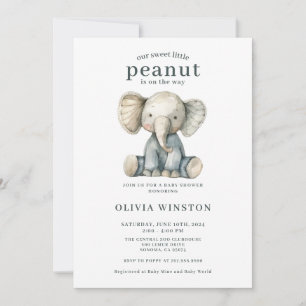 Invitación Dulce Pequeño Elefante Cacahuete Baby Shower