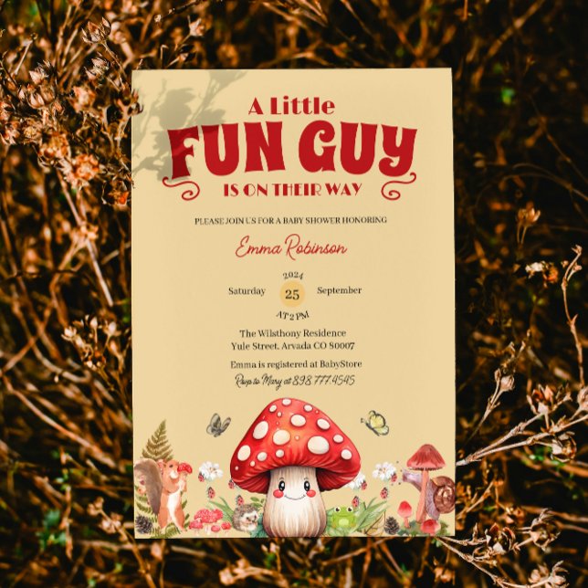 Invitación Dulce pequeño hongo divertido Caracol de otoño Set (mushroom baby shower invitations rustic woodland forest whimsical enchanted snail forest littlefungi)