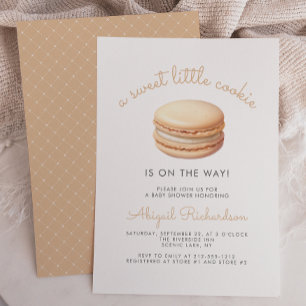 Invitación Dulce Pequeño Macarón de Galleta Tostada Baño de B