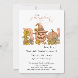 Invitación Dulce pequeño parche calabaza florales está en cam