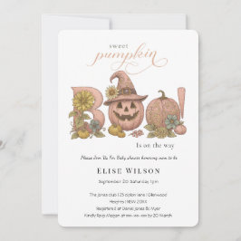 Invitación Dulce pequeño parche calabaza florales está en cam