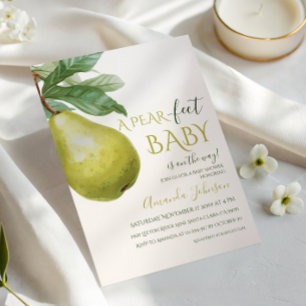 Invitación Dulce pera de cuadros verdes Fiesta de bebé perfec