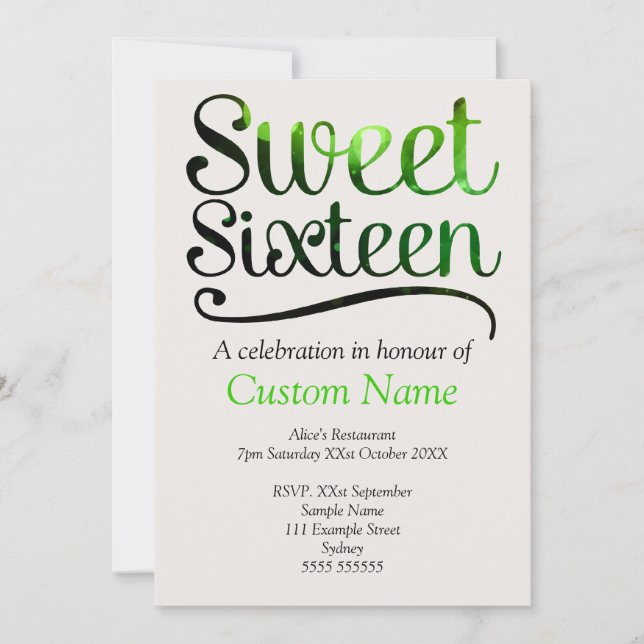 Invitación Dulce Personalizado 16 (Anverso)