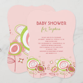 Invitación Dulce Petite Blossoms Rosa Floral Chica Baby Showe