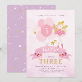 Invitación Dulce Pink & Gold Ballerina Fairy Birday