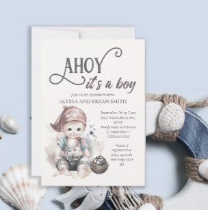 Invitación Dulce Pirata Ahoy es un Niño Fiesta de Bebé