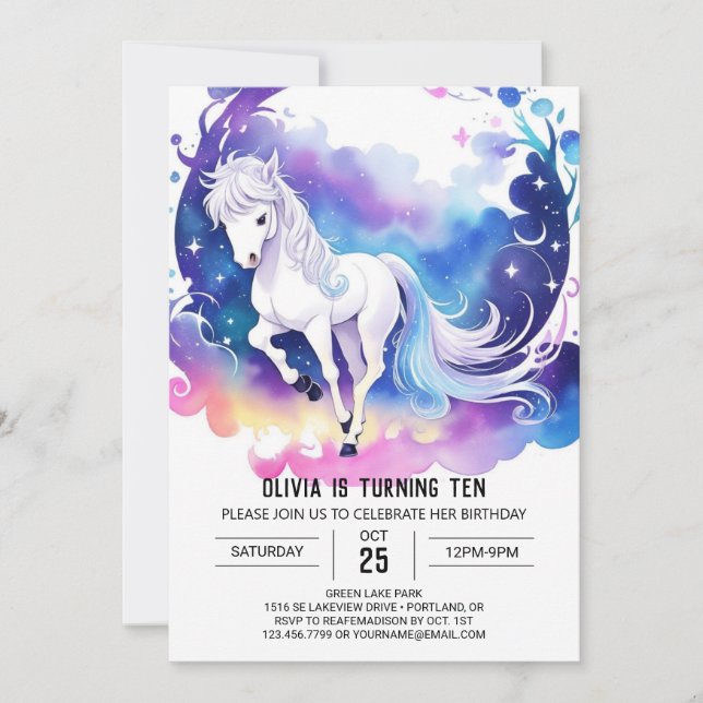 Invitación Dulce Pony Carousel Cumpleaños (Anverso)