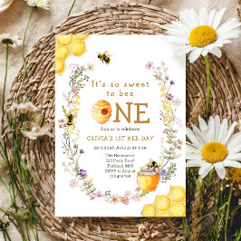 Invitación Dulce por ser el primer cumpleaños de un Chica de 