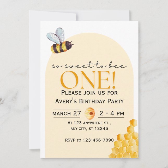 Invitación Dulce por ser uno, Baby Shower (Anverso)