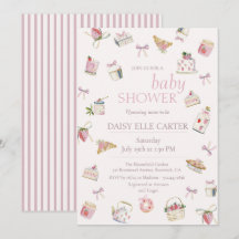 Dulce Postre de Fresa Baby Shower Acuarela