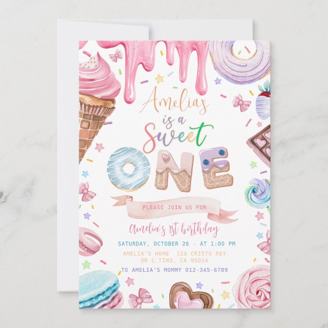 Invitación Dulce postre dulce uno dulce no hace golosinas cum (Anverso)
