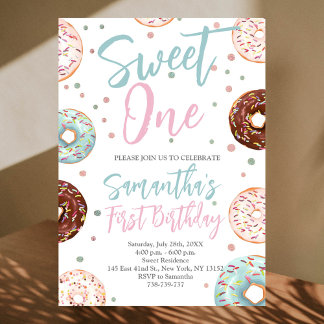 Invitación Dulce primer cumpleaños de donuts