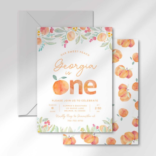Invitación Dulce Primer Cumpleaños de Melocotón (Subido por el creador)