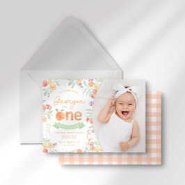 Invitación Dulce Primer Cumpleaños de Melocotón