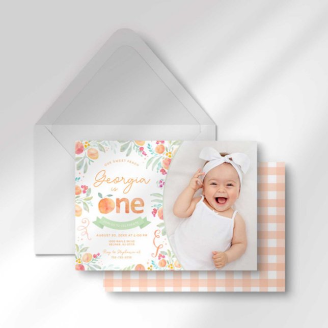 Invitación Dulce Primer Cumpleaños de Melocotón (Subido por el creador)