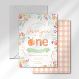 Invitación Dulce Primer Cumpleaños de Melocotón