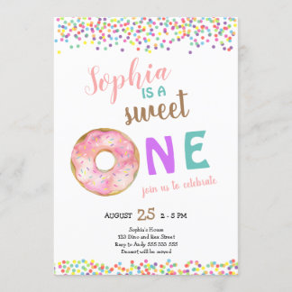 Invitación Dulce primer cumpleaños de un Chica
