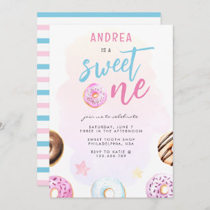 Invitación Dulce primer cumpleaños de un Chica rosa y azul