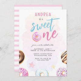 Invitación Dulce primer cumpleaños de un Chica rosa y azul