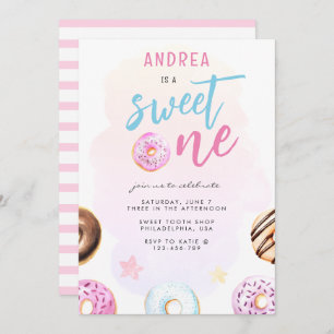 Invitación Dulce primer cumpleaños de un Chica rosa y azul