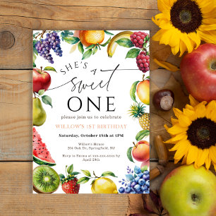 Invitación Dulce Primera Fruta Fresa Cumpleaños Citricos