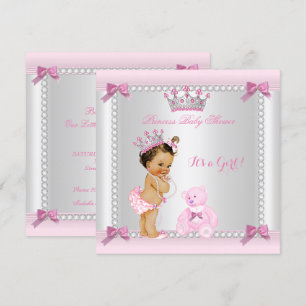 Invitación Dulce Princesita Baby Shower Niña Morena