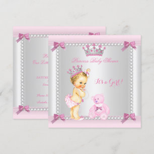 Invitación Dulce Princesita Fiesta de Bebé Niña Rubia