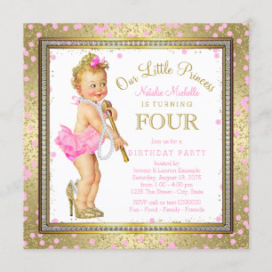 Invitación Dulce Princesita Fiesta de Cumpleaños 4 años