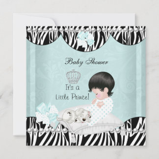 Invitación Dulce Príncipe Baby Shower bebé Niño menta