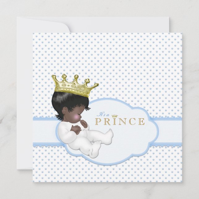 Invitación Dulce Príncipe Baby Shower Étnico (Anverso)