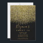 Invitación Dulce Purpurina de oro y espárragos negros 16 Fies<br><div class="desc">Personalizar para cualquier evento</div>