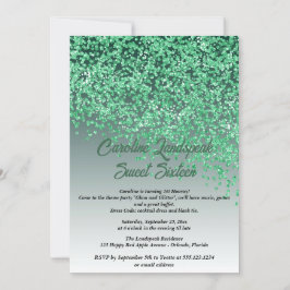 Invitación Dulce Purpurina Verde Caída