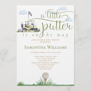 Invitación Dulce Putter Golfista Moderno Verde Fiesta de Bebé