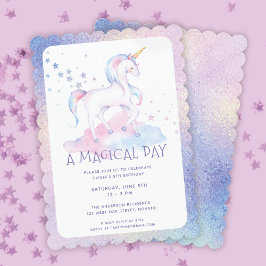 Invitación Dulce Rainbow Unicorn Chicas Purpurinoso Cumpleaño