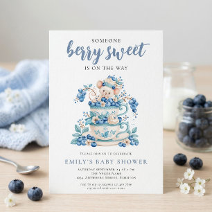Invitación Dulce Ratón de Arándanos Taza de té Baby Shower