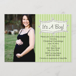 Invitación dulce rayada de la foto de Baby Shower