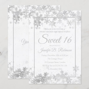 Invitación Dulce Relieve metalizado plateado de cumpleaños 16
