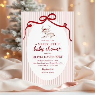 Invitación Dulce Reno Rojo Navidad Baby Shower