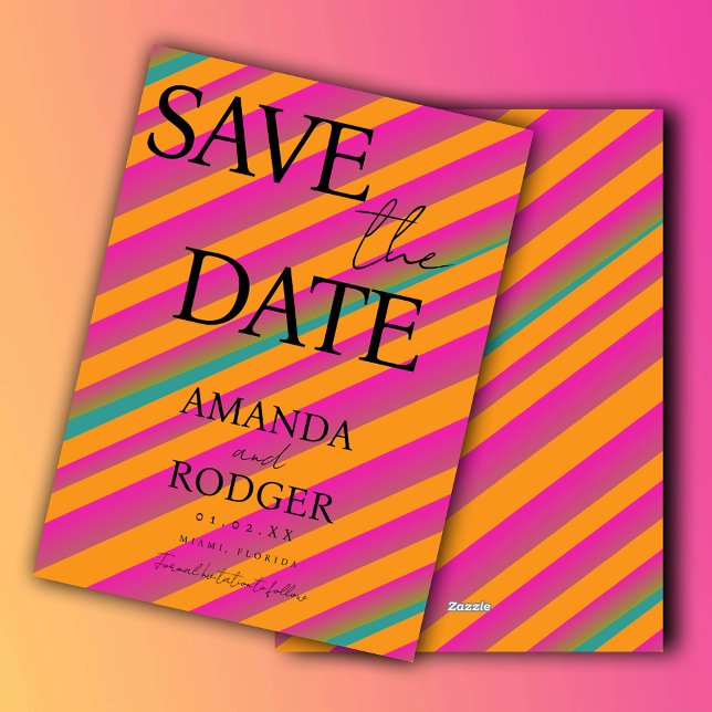 Invitación Dulce Retro Verde Rosa Geométrico Guardar la Fecha (Subido por el creador)