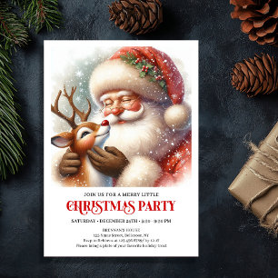 Invitación Dulce reunión de fiesta de Navidad de Santa y Rudo