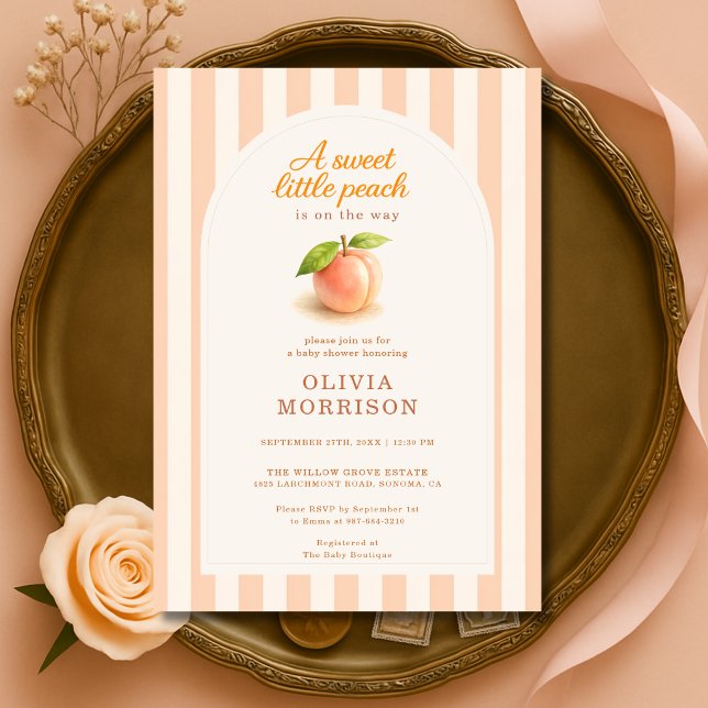 Invitación Dulce Revelación de Bebé Rayas de Melocotón (Subido por el creador)