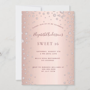 Invitación Dulce rociador de diamante rosa 16