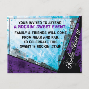 Invitación Dulce Rockin Dieciséis cumpleaños