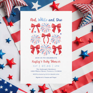 Invitación Dulce Rojo Blanco y Cumpleaños 4 de Julio Baby Sho